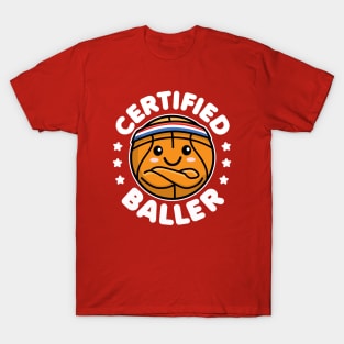 Certified Baller Cute Kawaii Basketball Design T-Shirt